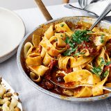 Pappardelle with Rose Harissa, Black Olives and Capers by Yotam Ottolenghi - Beautiful Heirloom Home